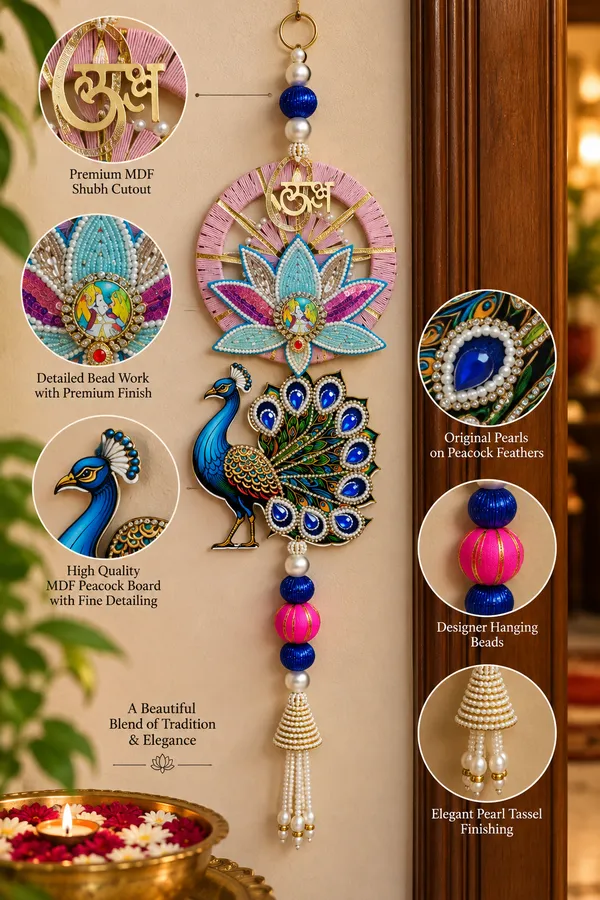 Quinara_Premium_Peacock_&_Lotus_Wall_Hanging_Set_|_Handcrafted_Beaded_Shubh_Labh_Toran_Decor_|_Elegant_Home_Entrance_&_Pooja_Room_Decoration_|_Festive_Diwali_Décor_&_Gifting