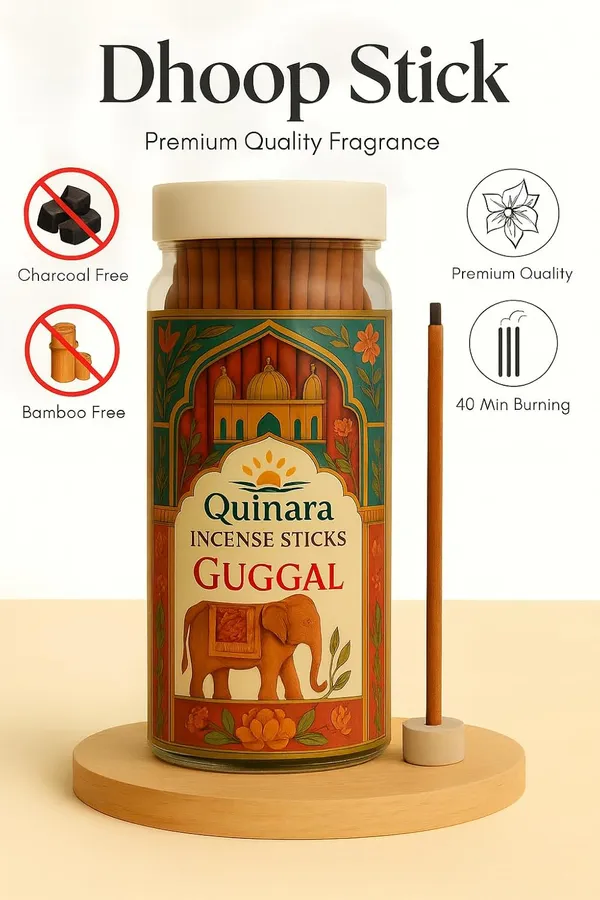 Bambooless_Guggal_Incense_Dhoop_Sticks_With_Free_Ceramic_Holder_&_Jar,_Traditional_Indian_Herbal,_Premium_Rose_Fragrance,_Decorative_Jar,_50_Sticks
