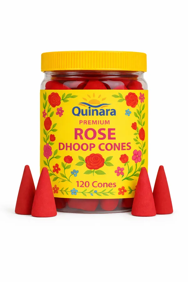 Multicolor_Premium_Dhoop_Cones_For_Pooja_|_120_Cones_I_Fragrances_Rose_|_Long_Lasting_Fragrance_For_Meditation,_Prayer,_Yoga,_Home_&_Office_|_Natural_Herbal_Incense_Cones_Rose