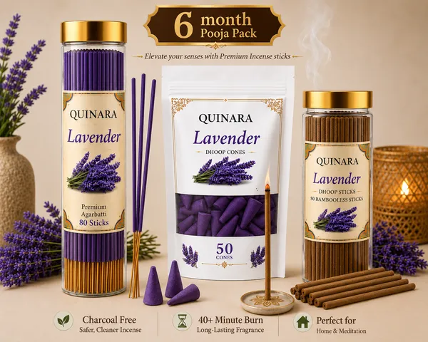 Quinara_Lavender_6_Month_Pooja_Combo_Pack_|_80_Premium_Agarbatti_+_50_Bambooless_Dhoop_Sticks_+_50_Lavender_Dhoop_Cones_|_Charcoal-Free_|_40+_Minute_Burn_|_Long-Lasting_Calming_Fragrance