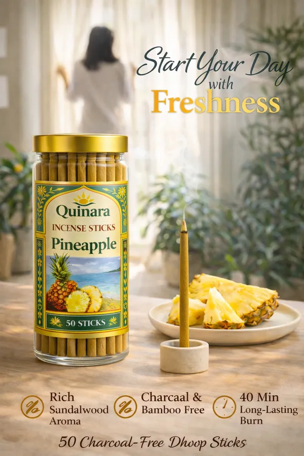 Quinara_Bambooless_Pineapple_Incense_Sticks_(50_Sticks)_–_Premium_Charcoal_&_Bamboo_Free_Dhoop_Sticks_|_Long_Lasting_40_Min_Burn_|_Fresh_Tropical_Fragrance_for_Home,_Meditation_&_Pooja