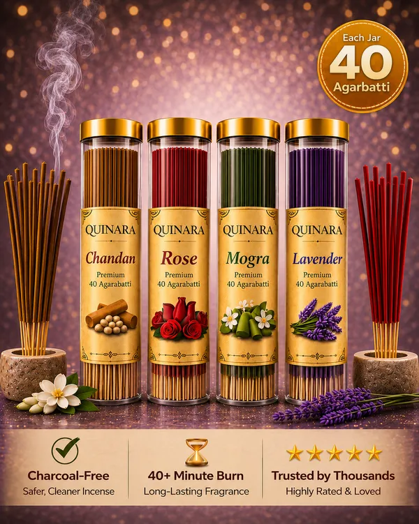 Quinara_Premium_Agarbatti_Stick_Combo_Pack_(Set_of_4)_–_Chandan,_Rose,_Mogra_&_Lavender_|_40_Sticks_Each_|_Long-Lasting_Natural_Aroma