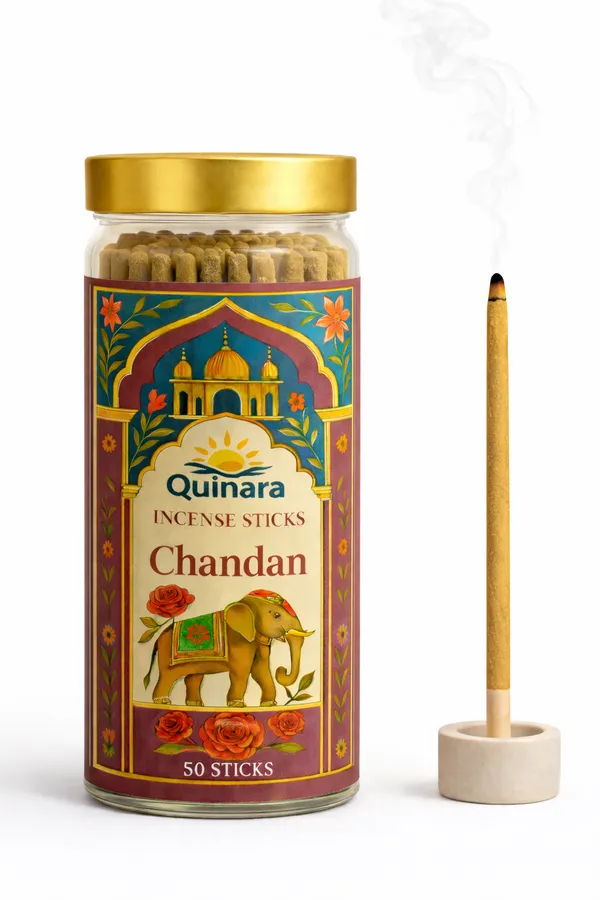 Bambooless_Chandan_Incense_Dhoop_Sticks_With_Free_Ceramic_Holder_&_Jar,_Traditional_Indian_Herbal,_Premium_Chandan_Fragrance,_Decorative_Jar,_50_Sticks