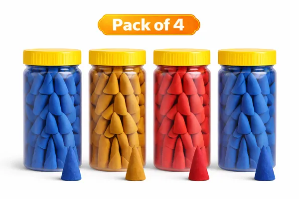 Multicolor_Premium_Dhoop_Cones_Pack_Of_4_|_Mogra,_Sandal,_Rose_&_Gugal_(50_Cones_Each)_I_200_Cones_|_Long_Lasting_Fragrance_For_Meditation,_Prayer,_Yoga,_Home_&_Office_|_Natural_Herbal_Incense_Cones
