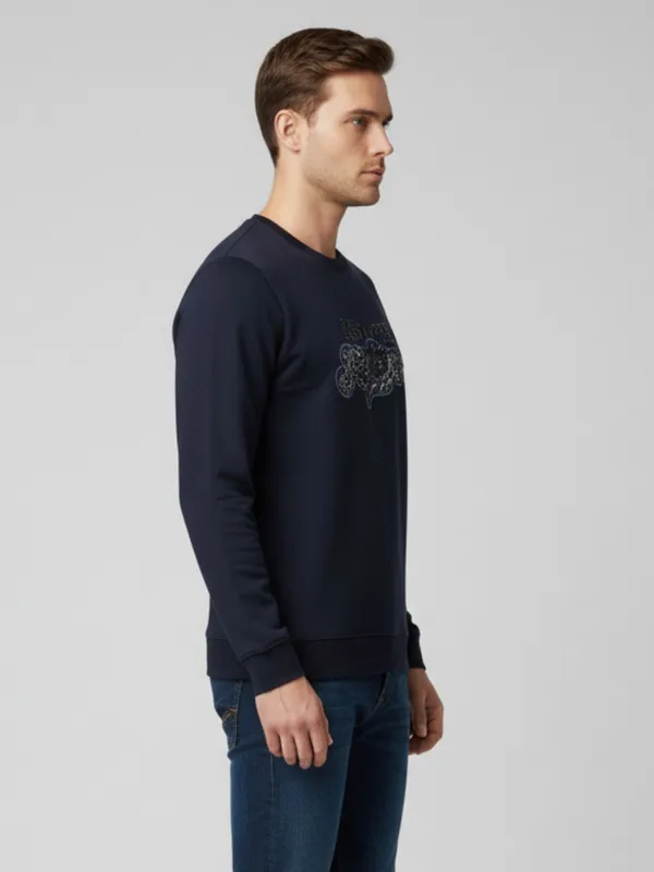 Navy_Cotton_Blend_Pre_Winter_Sweatshirt_For_Men