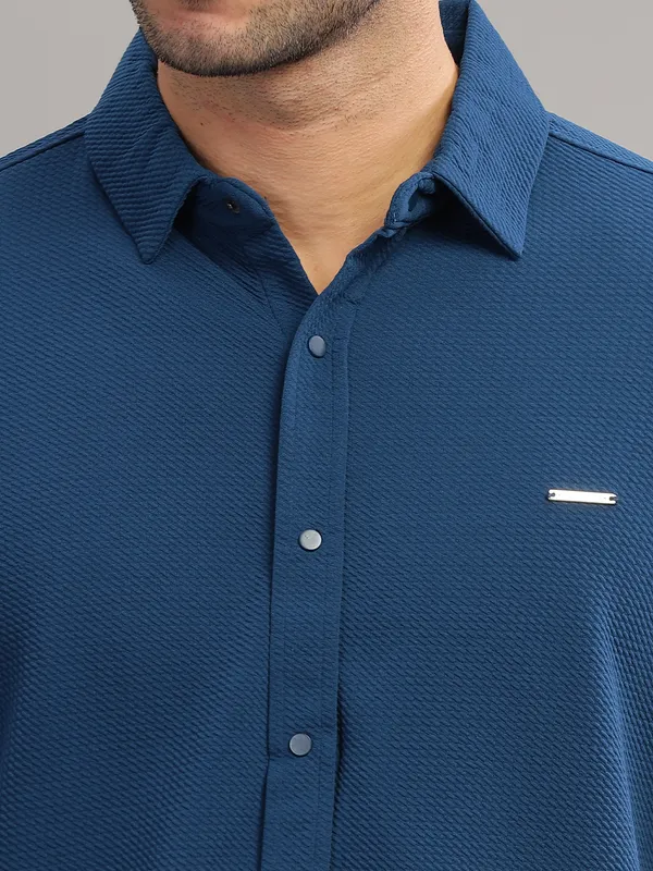 Blue_Airforce_Cotton_Blend_Solid_Half_Sleeve_Shirt_For_Men