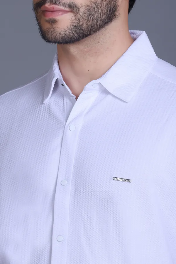 White_Cotton_Blend_Solid_Half_Sleeve_Shirt_For_Men