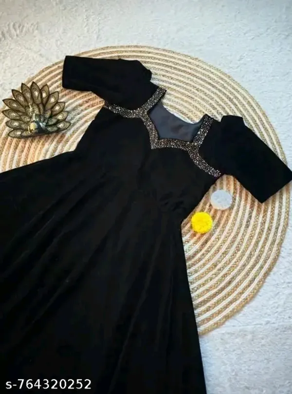 Women_Black_Velvet_Party_Wear_Gown_|_Embellished_Neck_Anarkali_Maxi_Dress