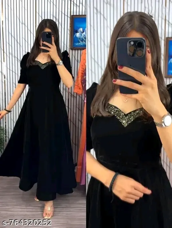 Women_Black_Velvet_Party_Wear_Gown_|_Embellished_Neck_Anarkali_Maxi_Dress
