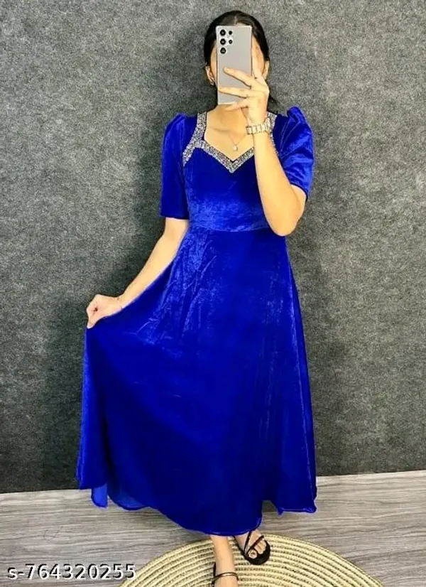 Women_Blue_Velvet_Party_Wear_Gown_|_Embellished_Neck_Anarkali_Maxi_Dress