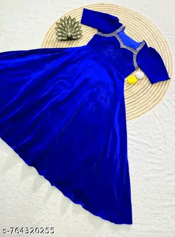 Women_Blue_Velvet_Party_Wear_Gown_|_Embellished_Neck_Anarkali_Maxi_Dress