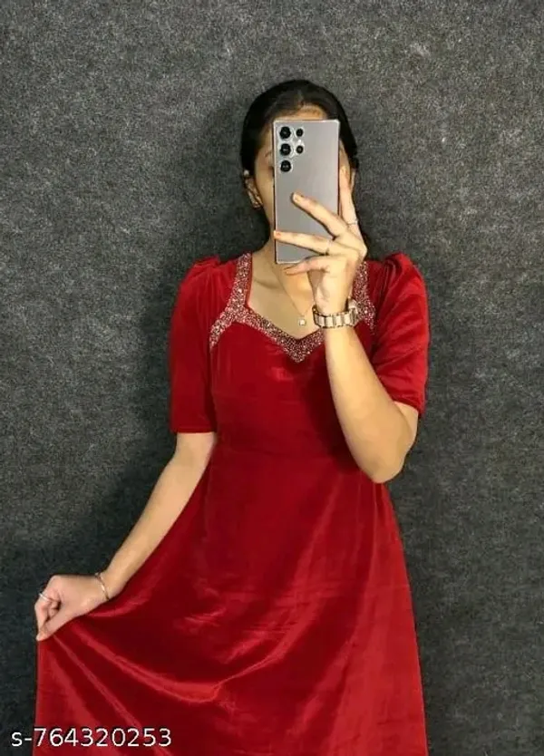 Women_Red_Velvet_Party_Wear_Gown_|_Embellished_Neck_Anarkali_Maxi_Dress