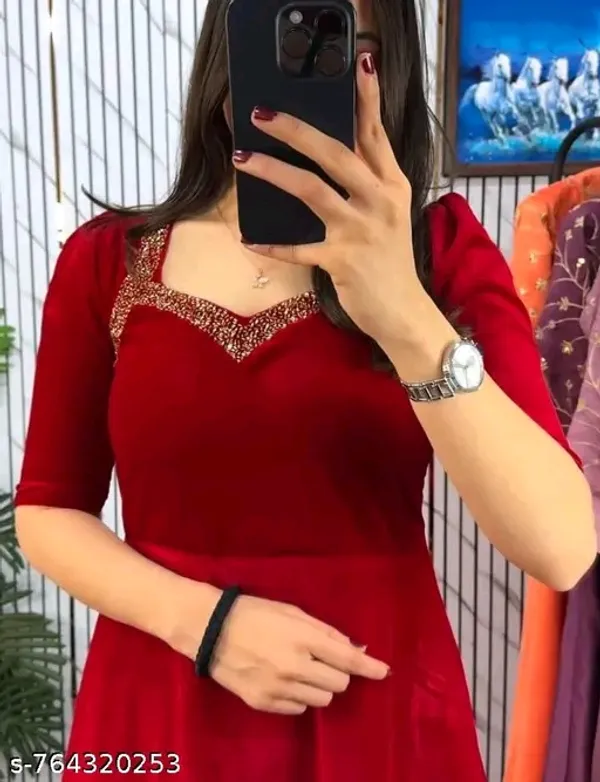 Women_Red_Velvet_Party_Wear_Gown_|_Embellished_Neck_Anarkali_Maxi_Dress