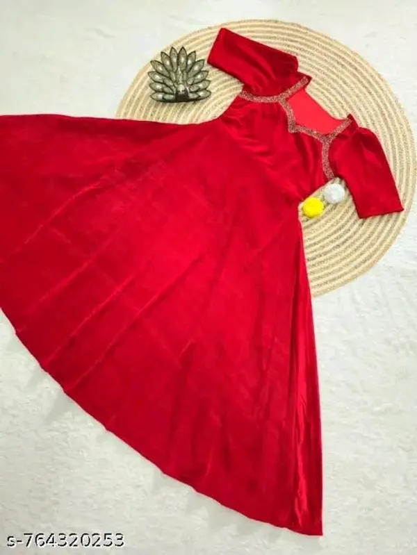 Women_Red_Velvet_Party_Wear_Gown_|_Embellished_Neck_Anarkali_Maxi_Dress