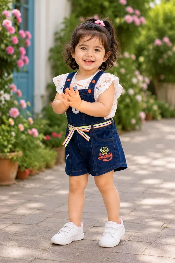Kids_Denim_Dungaree_With_Hosiery_Top
