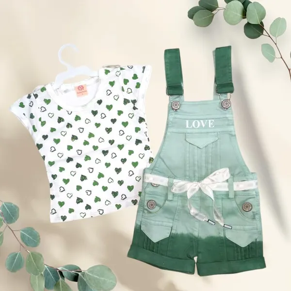 Kids_Denim_Dungaree_With_Printed_Top