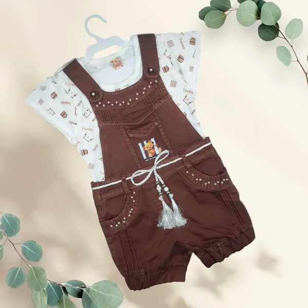 Girls_Denim_Dungaree_With_Printed_Top