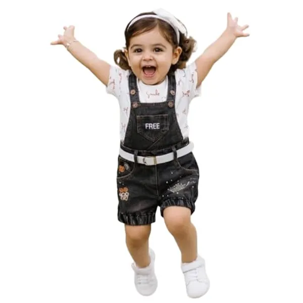 Baby_Girls_Denim_Dungaree_With_Printed_Top