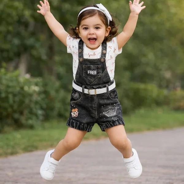 Baby_Girls_Denim_Dungaree_With_Printed_Top