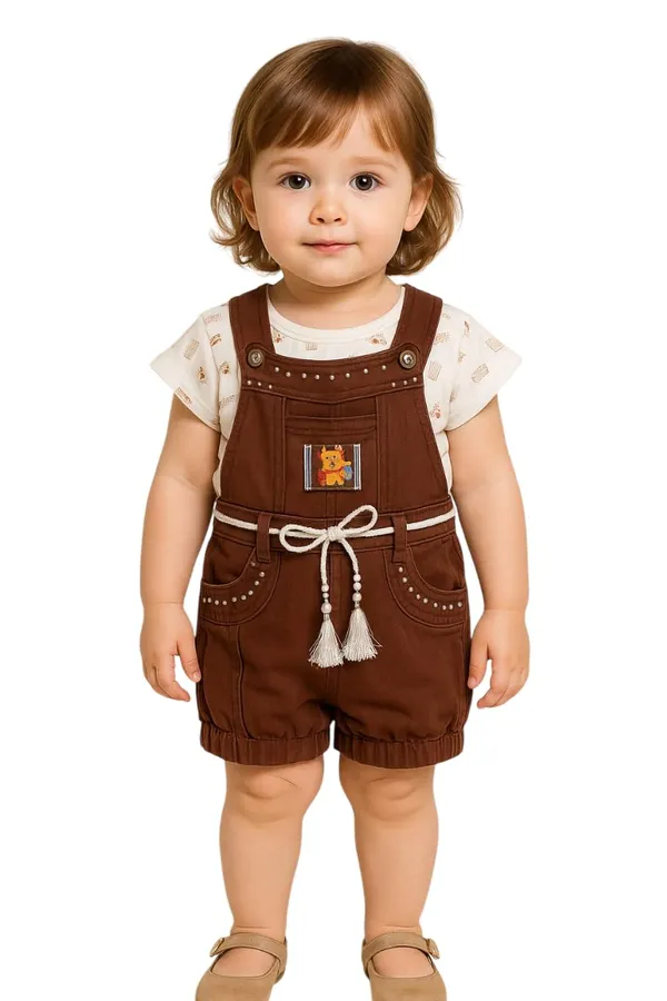 Girls_Denim_Dungaree_With_Top_Set