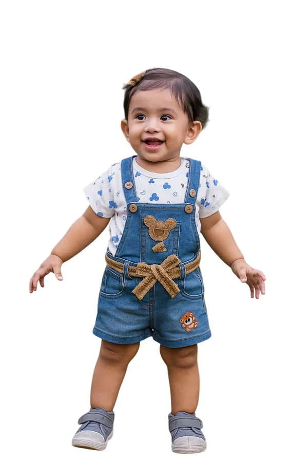 Baby_Girls_Denim_Dungaree_With_Printed_Top