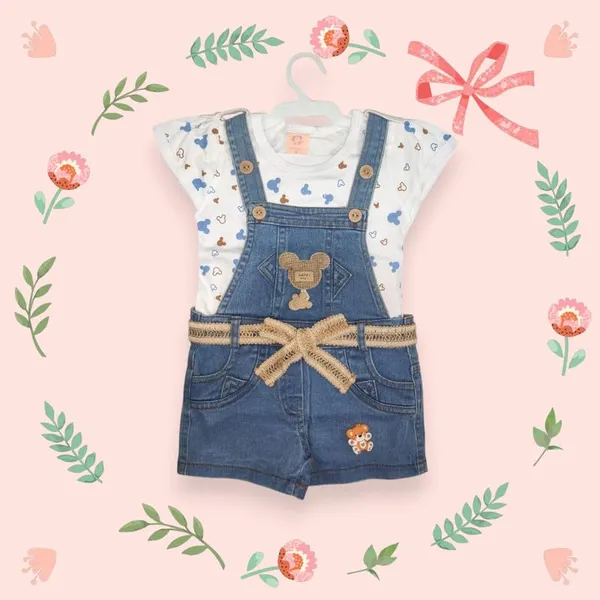Baby_Girls_Denim_Dungaree_With_Printed_Top