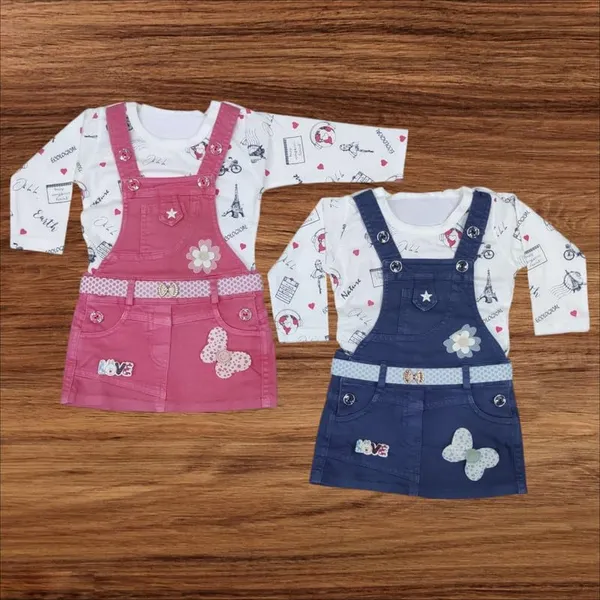 Denim_Dungaree_Set_With_Top_And_Leggings_For_Baby_Girls