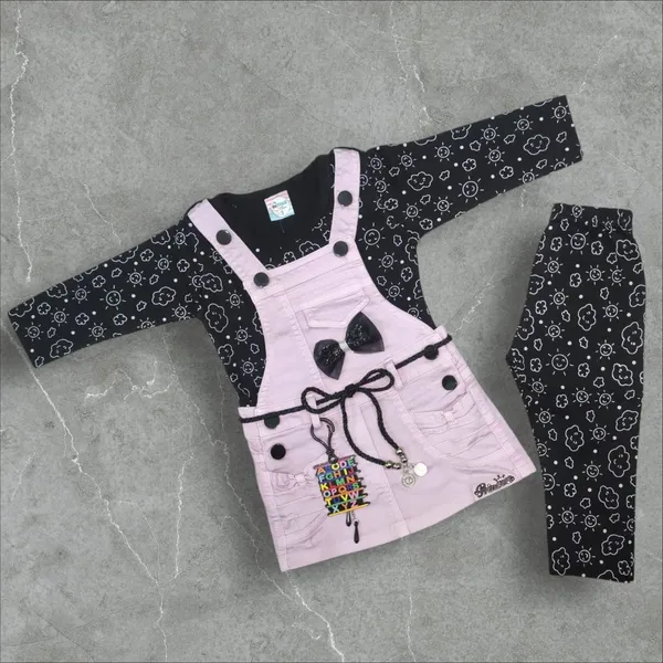 Denim_Dungaree_Set_With_Top_And_Leggings_For_Baby_Girls