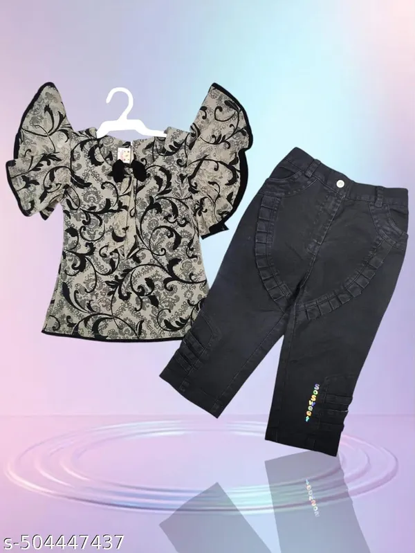 Girls_Printed_Ruffle_Sleeve_Top_Pant_Set