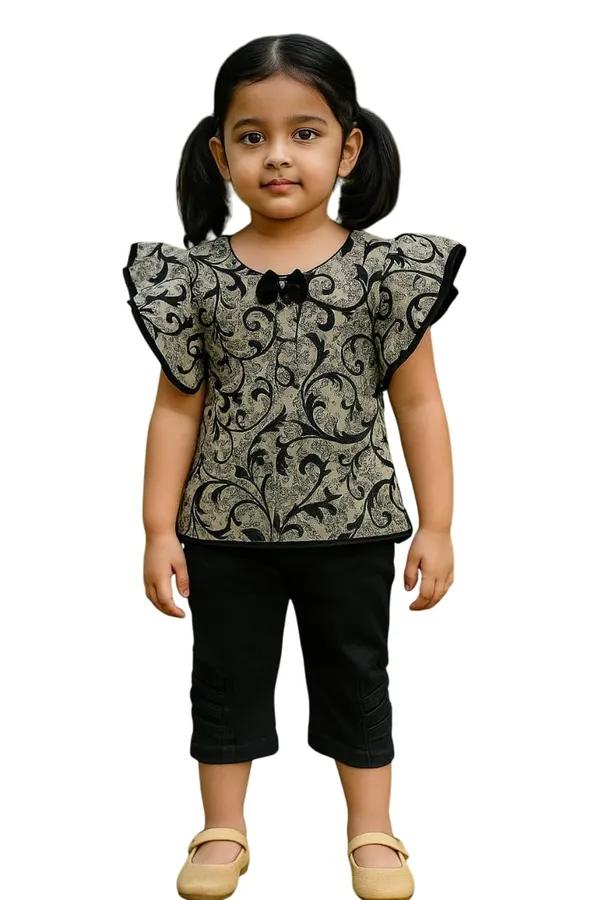 Girls_Printed_Ruffle_Sleeve_Top_And_Pants_Set