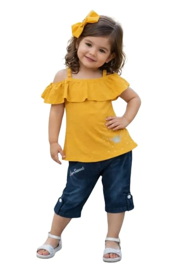 Girls_Printed_Ruffle_Sleeve_Top_And_Pants_Set