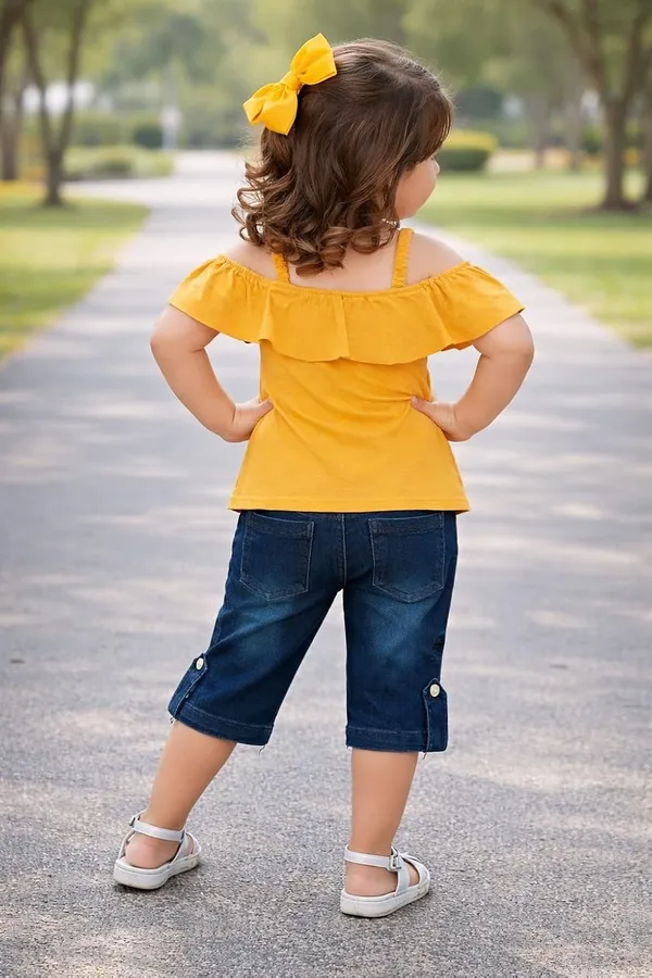 Girls_Printed_Ruffle_Sleeve_Top_And_Pants_Set