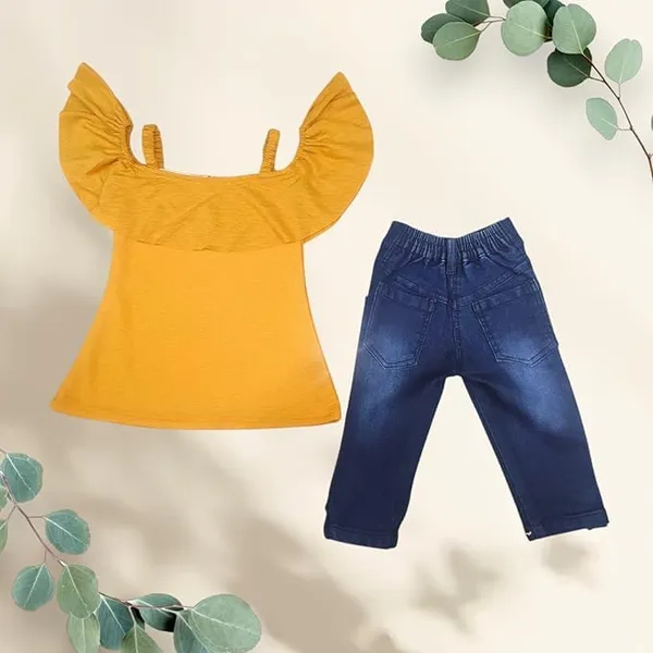 Girls_Printed_Ruffle_Sleeve_Top_And_Pants_Set