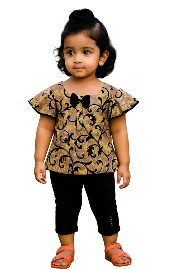 Girls_Printed_Ruffle_Sleeve_Top_And_Pants_Set