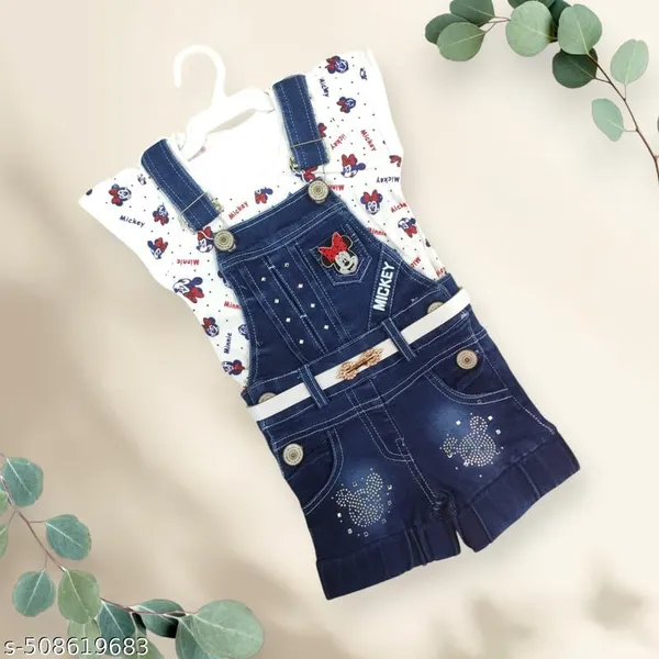Kids_Mickey_Print_Dungaree_Set