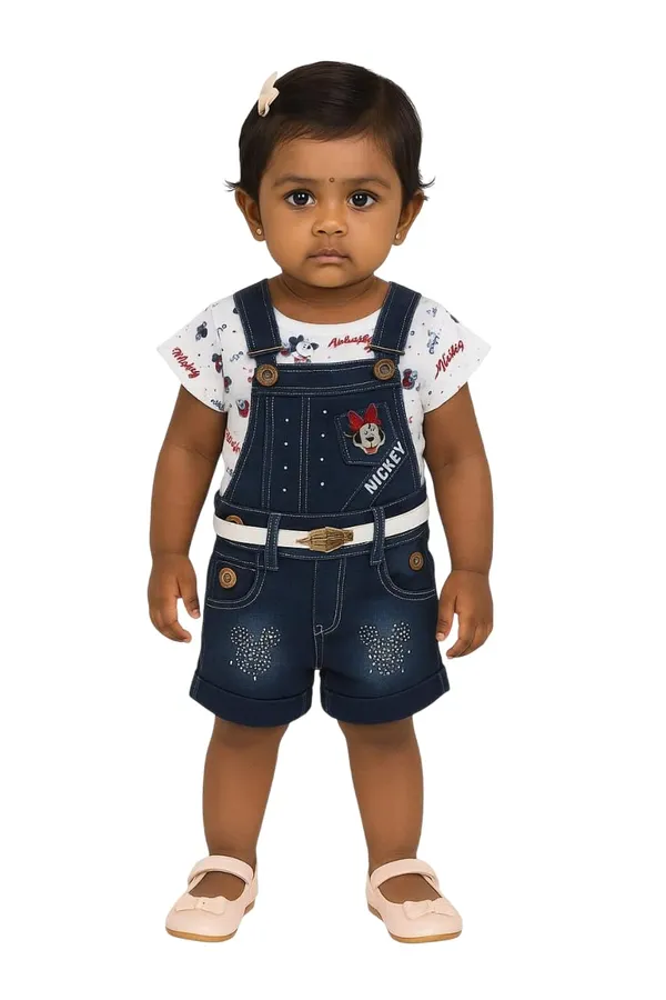 Kids_Mickey_Print_Dungaree_Set