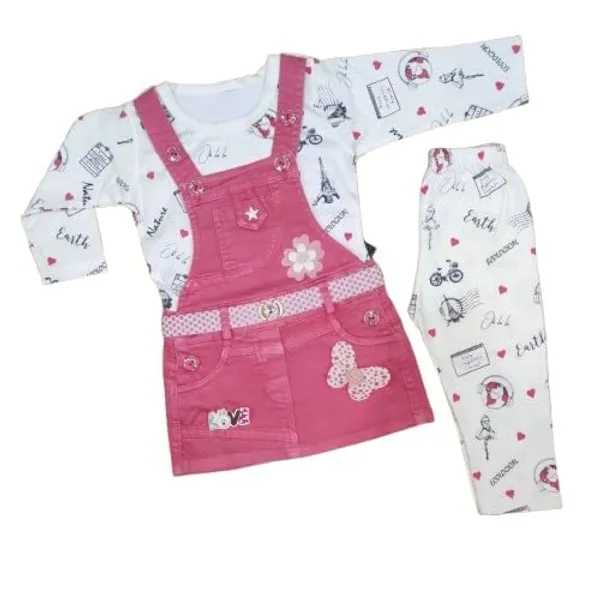 Denim_Dungaree_Set_With_Top_And_Leggings_For_Baby_Girls