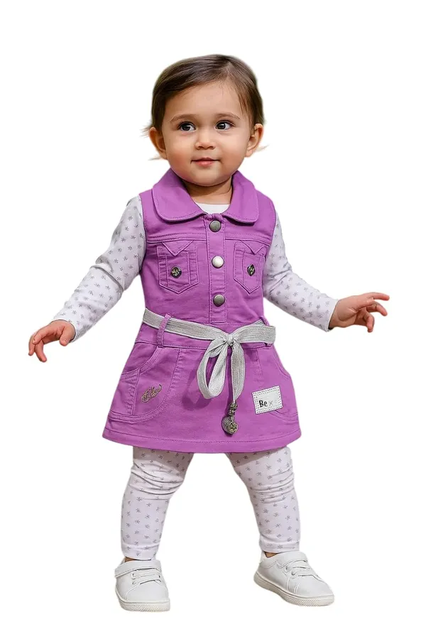 Baby_Girls_Cotton_Top_And_Denim_Dungaree_Set