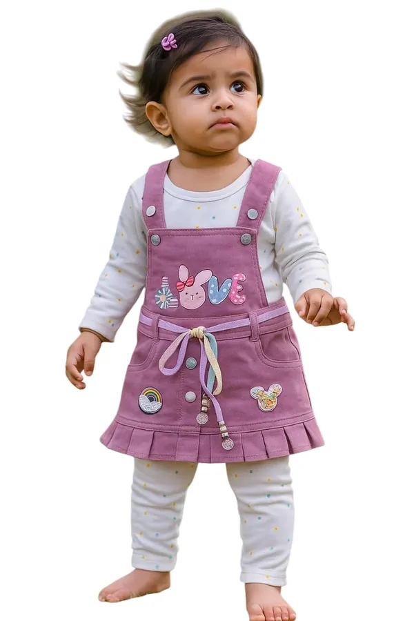 Baby_Girls_Cotton_Top_And_Denim_Dungaree_Set