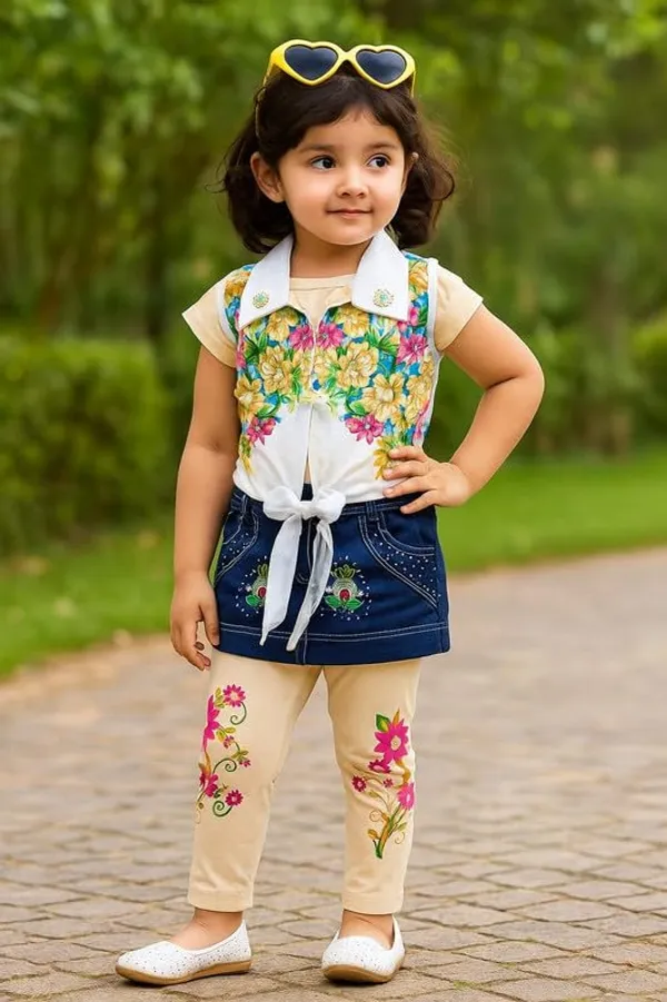 Girls_Denim_Skirt_With_Jacket_And_Leggings_Set