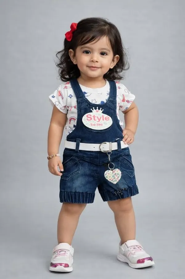 Girls_Denim_Dungaree_Set_With_Top