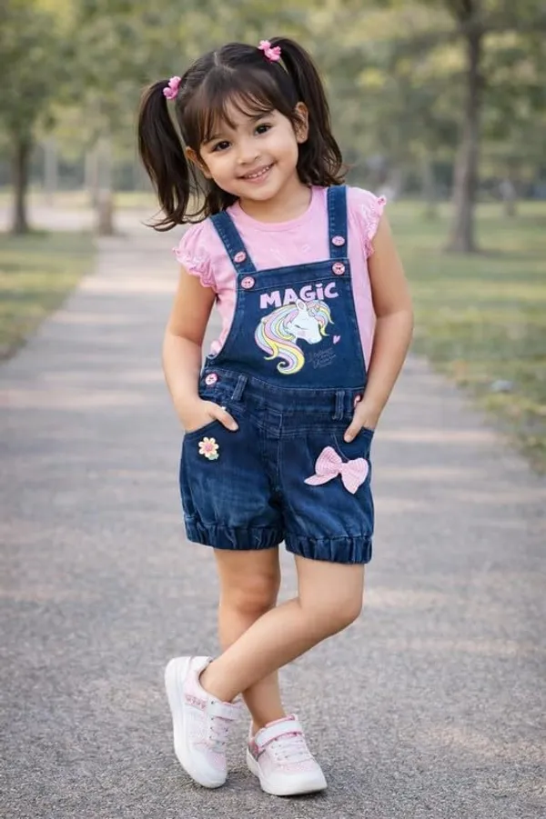 Girls_Denim_Dungaree_Shorts_With_Top_Set