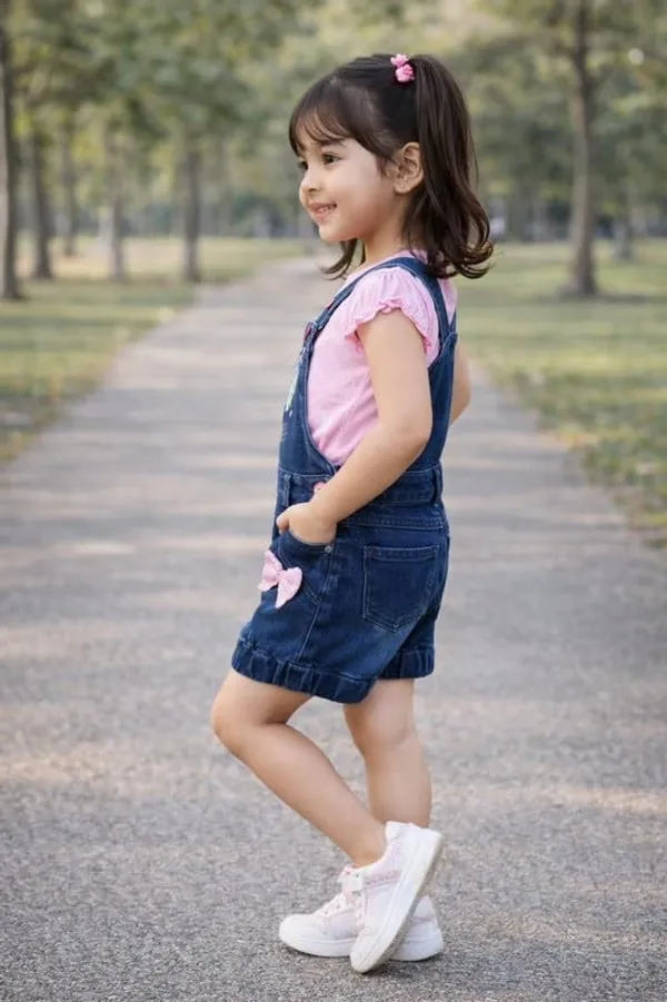 Girls_Denim_Dungaree_Shorts_With_Top_Set