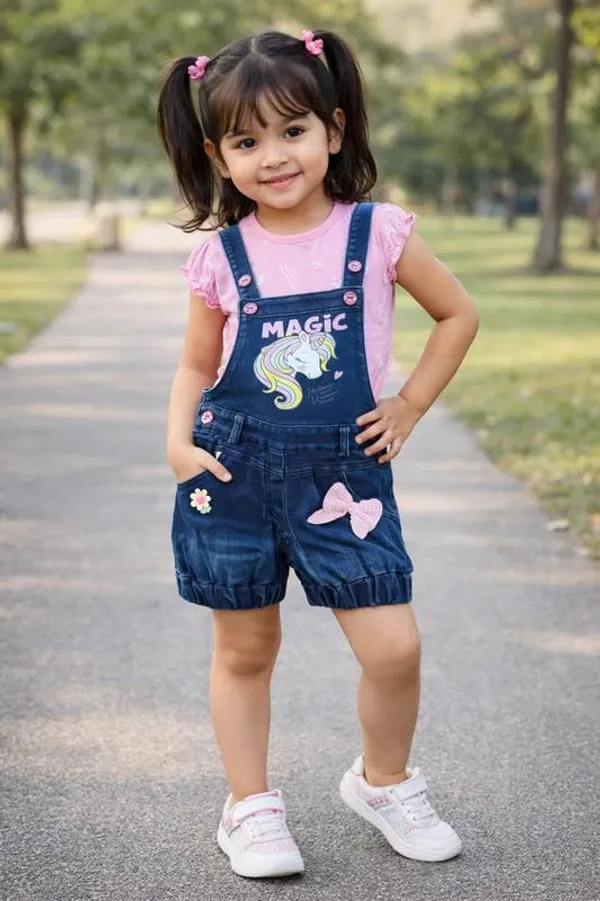 Girls_Denim_Dungaree_Shorts_With_Top_Set