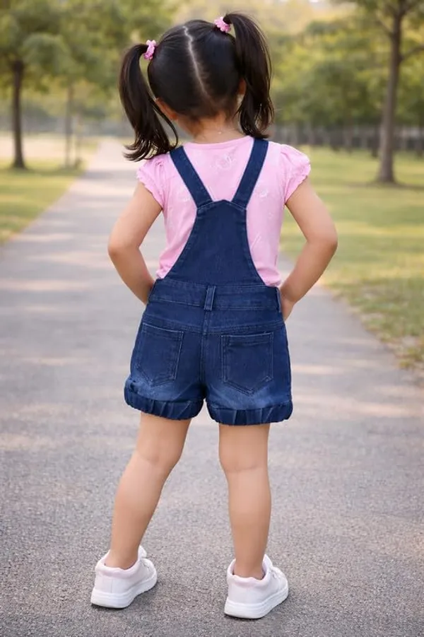 Girls_Denim_Dungaree_Shorts_With_Top_Set
