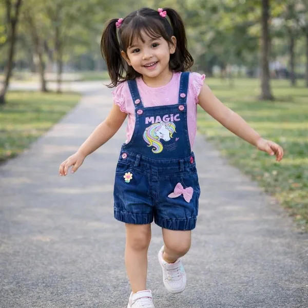 Girls_Denim_Dungaree_Shorts_With_Top_Set