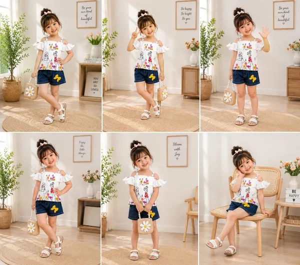 Girls_Denim_Shorts_And_T_Shirt_Set