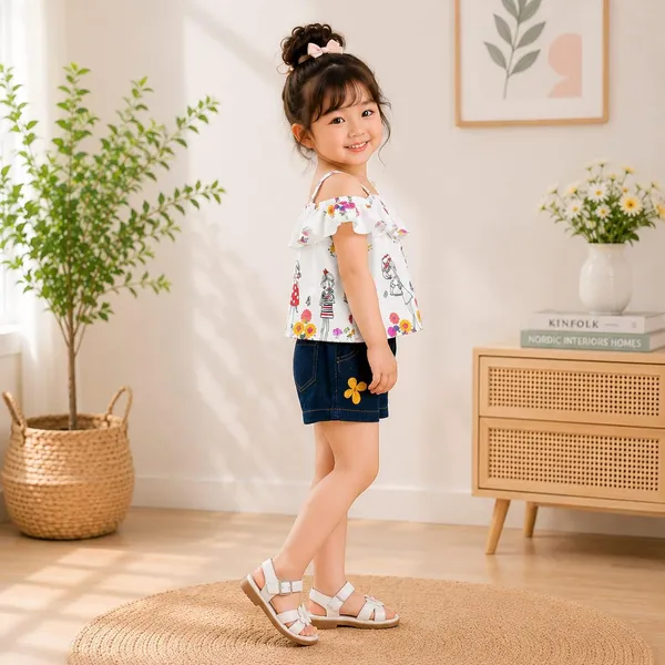 Girls_Denim_Shorts_And_T_Shirt_Set