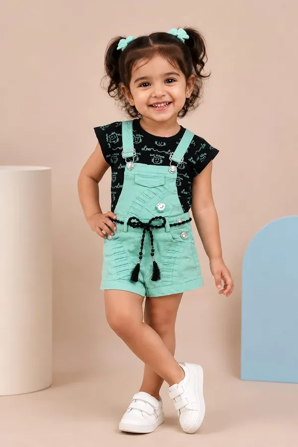 Girls_Cotton_Dungaree_With_Top_Set_Girls_Cotton_Dungaree_With_Top_Set