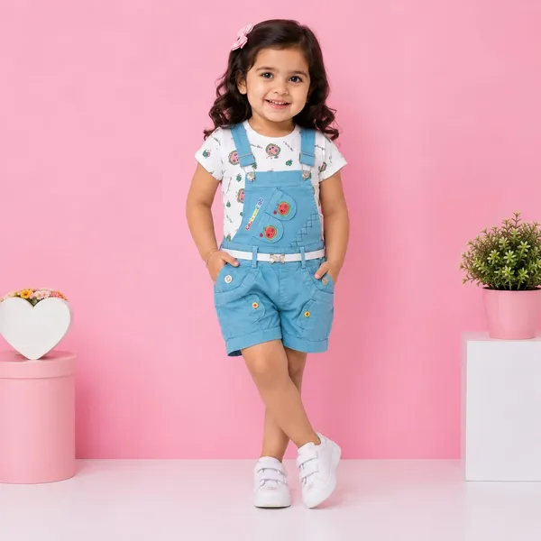 Girls_Denim_Dungaree_With_T_Shirt_Set